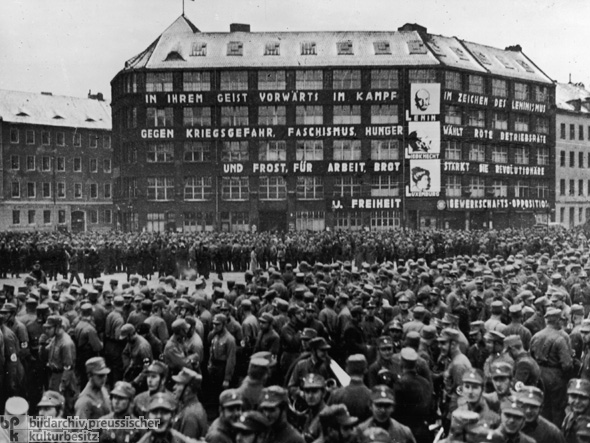 The Karl Liebknecht House, Central Party Headquarters of the German Communist Party, on Bülowplatz in Berlin (January 22, 1933)